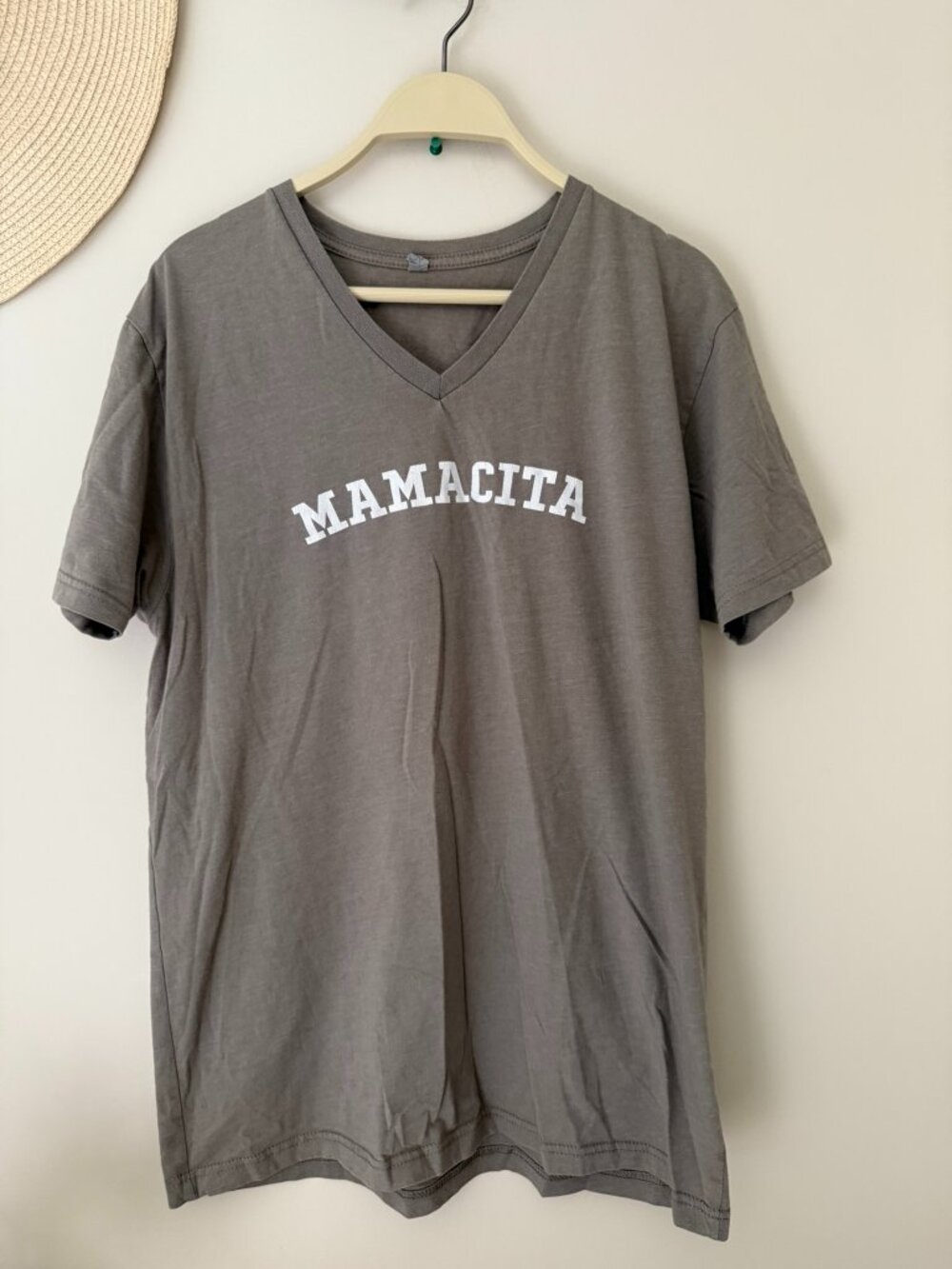 Mamacita Graphic Tee V-Neck Taupe Grey XL